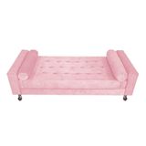 Recamier Baú Félix Solteiro 90cm Suede Rosa Bebê