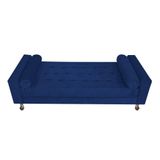Recamier Baú Félix Solteiro 140cm Suede Azul Marinho