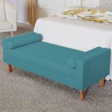 Recamier Baú Félix Solteiro 195cm Suede Azul Turquesa