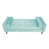 Recamier Baú Félix Solteiro 140cm Suede Azul Tiffany