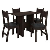 Mesa Jantar 4 Cadeiras Milano Amendoa Preto