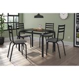 Mesa 4 Cadeiras Malva Tampo Vidro 107cm Preto Platina