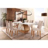 Mesa de Jantar 6 Cadeiras Retangular Alvorada Londrina Linho