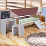 Conjunto Cama Montessoriana Com Mesinha Com Lousa E Cadeirinha Infantil Aveiro Oak Branco Rosa Cassian Shop Jm