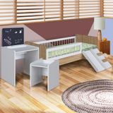 Conjunto Cama Montessoriana E Colchão Com Mesinha Com Lousa E Cadeirinha Infantil Aveiro Oak Branco Cassian Shop Jm