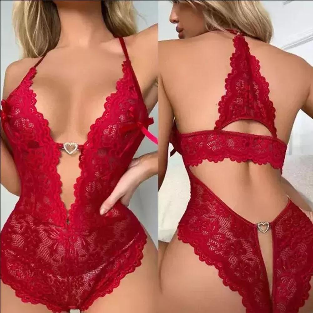Babydol De Rendas Transparente Elashopp Vermelho Gg