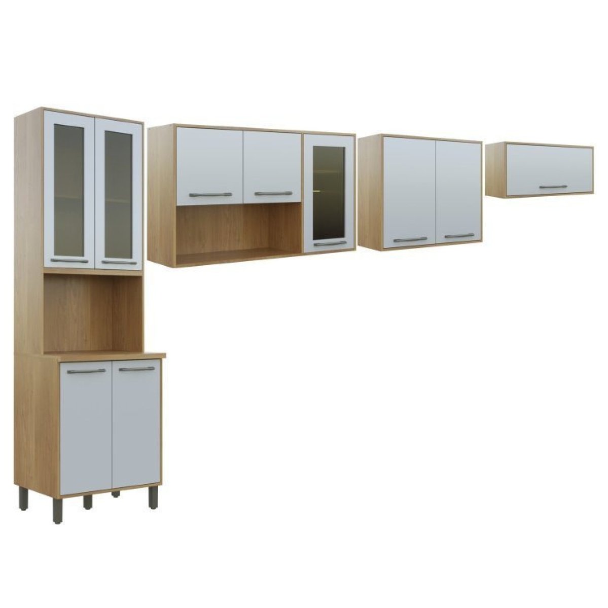 Cozinha Compacta Austria Com 1 Paneleiro 4 Portas Com Nicho E 3 Aereos Cinamomo/off White