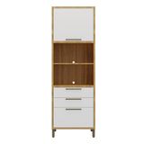 Paneleiro Torre Quente Para Cozinha Com 2 Portas 2 Gavetas 100% Mdf Syrah Rio Doce Amendoa/branco