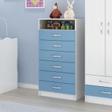 Cômoda Rack 6 Gavetas 1 Nicho Maxi Evidência Móveis Azul/Branco