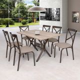 Conjunto de Mesa 6 Cadeiras Karina Ciplafe Linho Bege