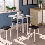 Conjunto Mesa Dobrável 4 Lugares Bona Vita Móveis Branco/Preto