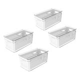 Kit 04 Potes Organizador Hermético Block 450ml Mantimento