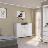 Cômoda Com 2 Portas 5 Gavetas E 1 Nicho Com Rodizios Malta Branco