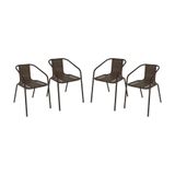 Kit 4 Cadeiras De Jardim Junco Sintético Multimóveis Cr8009 Café Mesclado