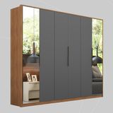 Guarda-roupas Casal Com Espelhos 6 Portas Multimóveis Cr35229 Amêndola Grafito