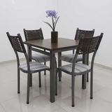 Mesa Lisboa 80 Cm Com 4 Cadeiras Craqueado-listrado