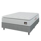 Cama Box Colchão Casal Espuma D33 Vangogh Pillow Top 138x188x67cm Branco-cinza Hellen Suporta Até 120kg Por Pessoa