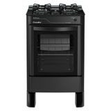 Fogão Esmaltec Ágata Glass 4 Bocas Preto Forno Limpa Fácil E Acendimento Automático