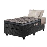 Cama Box Solteiro Conjugada Molas Ensacadas Delta 88x188x60cm Cinza-preto Hellen