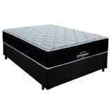 Cama Box Casal Suede + Colchão Airtech Molas Ensacadas Antares Ortobom 138x188x67 Cor:preto