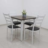 Mesa Lisboa 80 Cm Com 4 Cadeiras Aço Branco E Preto