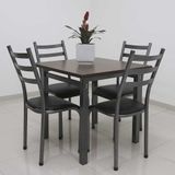 Mesa Lisboa 80 Cm Com 4 Cadeiras Aço Preto