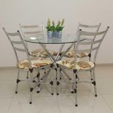 Mesa Florença 90cm Com 4 Cadeiras Londres Cromado-acácia