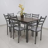 Mesa Lisboa 140cm Com 6 Cadeiras Aço Listrado