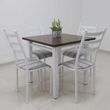 Mesa Lisboa 80 Cm Com 4 Cadeiras Aço Branco-listrado