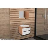 Conjunto De Banheiro Armário C- Espelho Bn3602 80cm E Balcão Suspenso Bn3607 S- Cuba Pia 60cm Cor Amêndoa-branco - Tecno Mobili