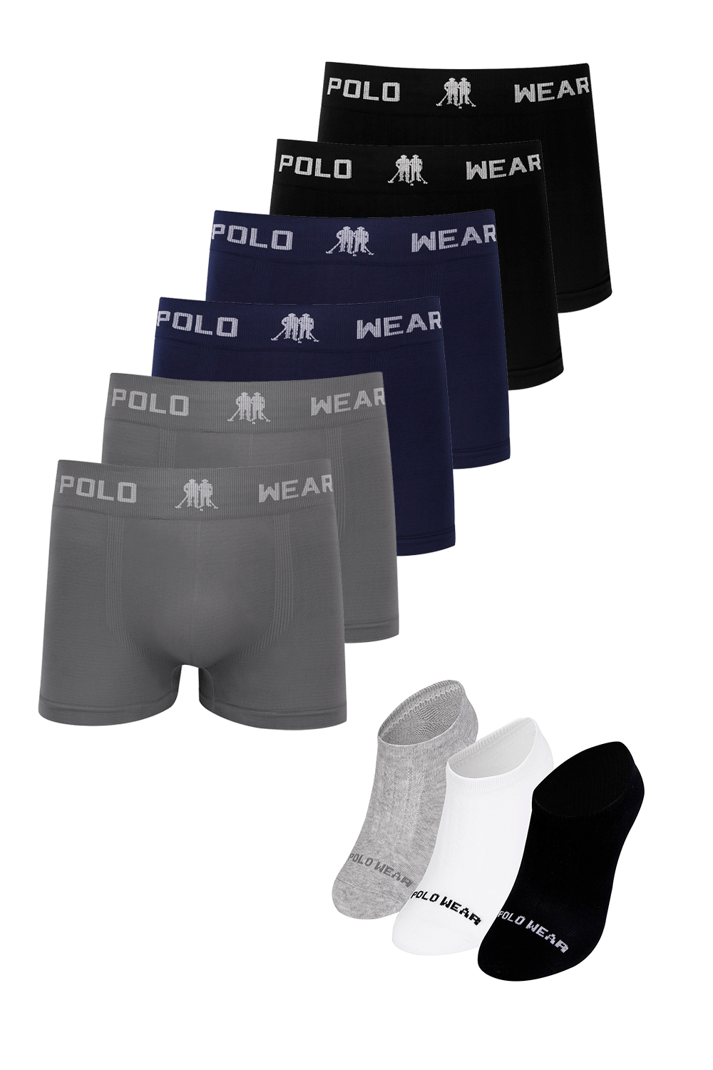 Kit 6 Cuecas E 3 Pares Meias Invisíveis Polo Wear Sortido