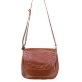 Bolsa Feminina Transversal Couro Cor Marrom Amarelado