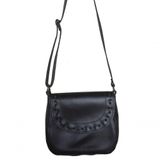 Bolsa Feminina Transversal De Couro Bovino Grande Preta Cor Preto