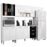 Cozinha E Balcao Com Tampo 244 Cm 506x07 Branco Preto Poqq Branco Preto