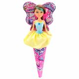 Boneca Sparkle Girlz Princesa No Cone Vestido Azul Amarelo Dtc