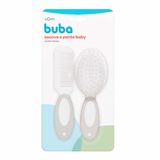 Kit Cuidados Para Bebe Escova E Pente Com Cerdas Macias Cinza Buba