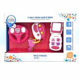 Kit Brinquedos Eletronicos 3 Em 1 Com Luz E Som Rosa Multikids Baby