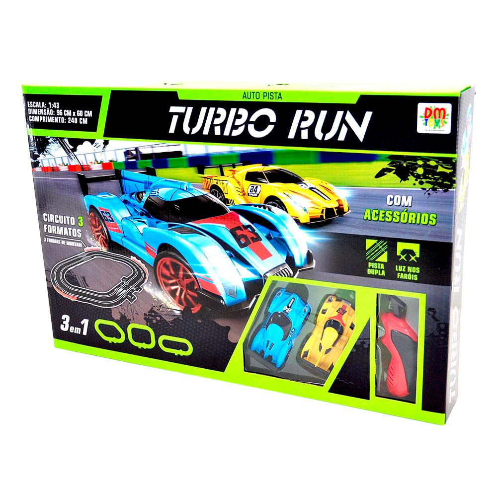 Pista De Corrida Com Carrinhos Auto Pista Turbo Run 3 Formatos Dm Toys