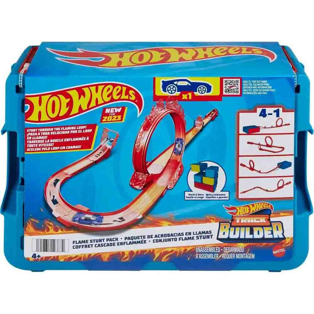 Conjunto E Pista Hot Wheels Track Builder Acrobacias De Fogo Mattel