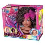 Boneca Para Pentear Busto Charmosa Rainbow Negra Cotiplas