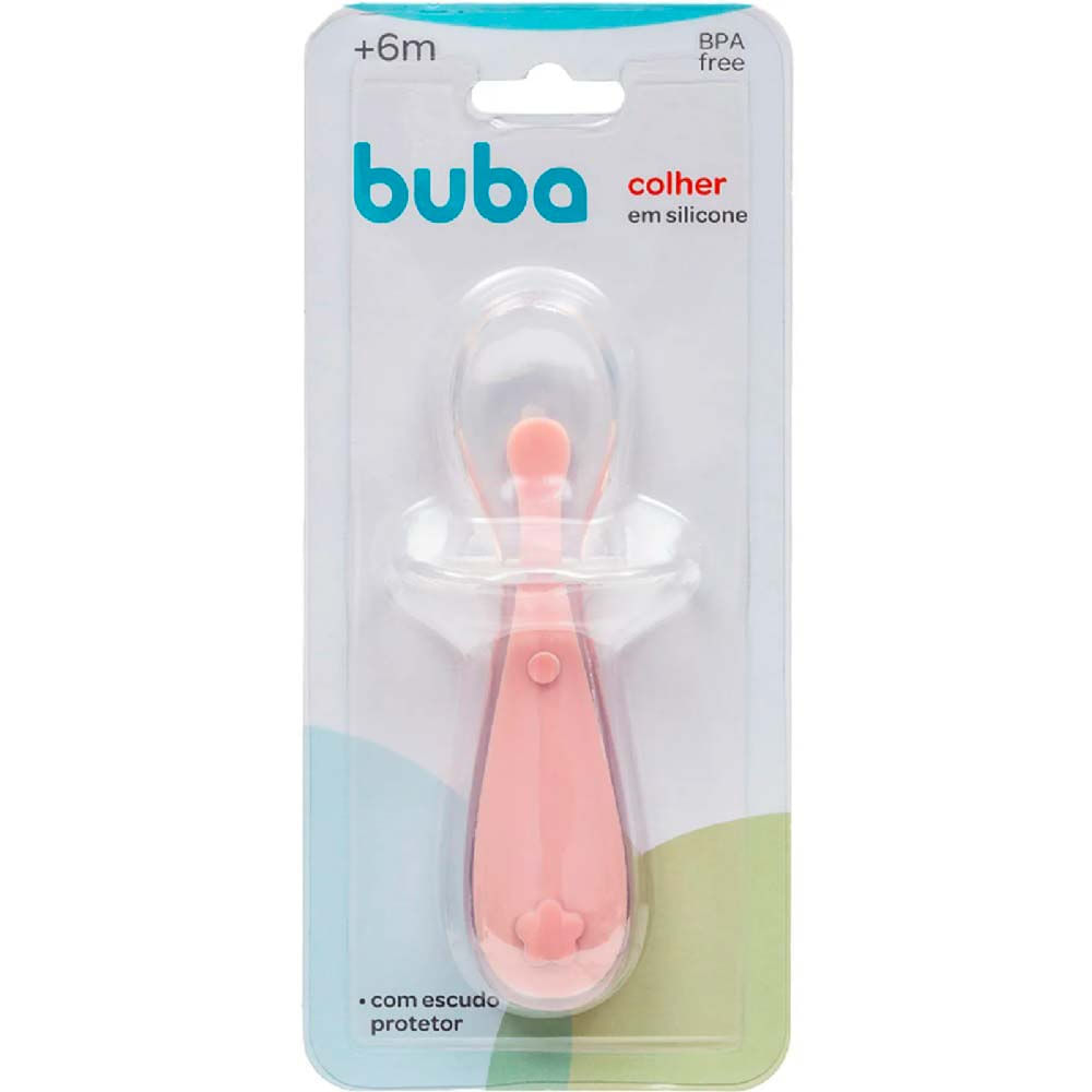 Talher Infantil Colher De Silicone 12cm Rosa Buba