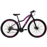 Bicicleta Feminina Aro 29 Ksw Mwza 24v Garfo Suspensão Mtb Preto-rosa 17