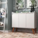 Aparador Buffet 90cm Retro Mdf Madri - On Móveis Cor:branco