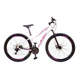 Bicicleta Feminina Aro 29 Ksw Mwza Alumínio 24v Câmbios Shimano Garfo Suspensão Branco-pink-violete 15