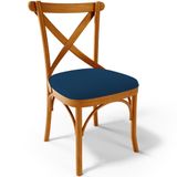 Cadeira Para Sala De Jantar E Estar Living Estofada Ávila L02 Suede Azul Marinho - Lyam