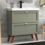 Gabinete Para Banheiro Com Cuba 80cm Retro Mdf Milano - On Móveis Cor:verde