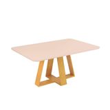 Mesa De Jantar Nápoles 6 Lugares 160x90cm Tampo Vidro E Mdf Sem Cadeiras Cedro - Off White