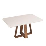 Mesa De Jantar Kiara 6 Lugares 160x90cm Tampo Vidro E Mdf Sem Cadeiras Freijo - Off White