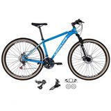 Bicicleta Aro 29 Absolute Nero 4 Câmbios Shimano 24v Garfo Suspensão Pneu Faixa Bege Azul 17