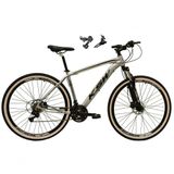 Bicicleta Aro 29 Ksw Xlt Alumínio 24v Câmbios Shimano Garfo Suspensão Pneu Faixa Bege Cinza 19